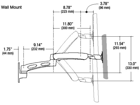 LX Wall Mount LCD Arm - Bolt Through Grommet Type