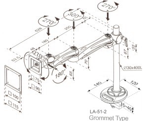 Sagitta LA-52-1 LCD Monitor Arm - Clamp on