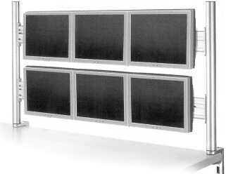 Sagitta PA-02 Up to 6 LCD Monitors - Post Arm - 2 Rail 